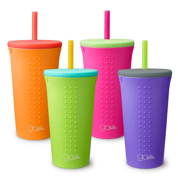 Reusable Drink Cup, Lids & Straws Set 3pk 16oz Dishwasher Safe