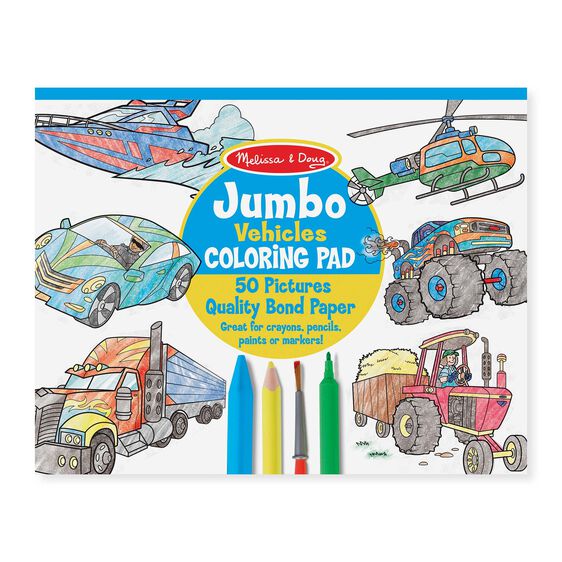 Melissa & Doug Jumbo Coloring Pad: Vehicles - 50 Pages of White Bond Paper  (11 x 14 inches)